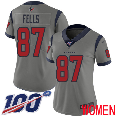 Houston Texans Limited Gray Women Darren Fells Jersey NFL Football #87 100th Season Inverted Legend